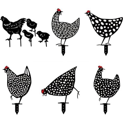 Gardening Ornaments Chicken Acrylic Hollow Yard Art Outdoor Garden Backyard Lawn Stakes Decoration Gift