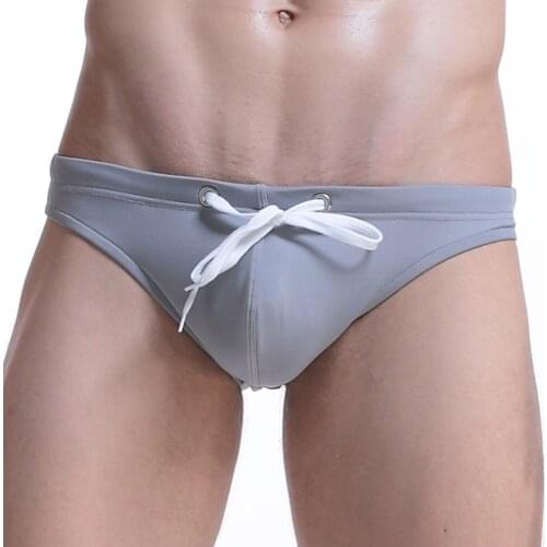 Sexy Men Summer Beach Surf Swim Briefs Elastic Drawstring Panties Breathable Thin Underwear Male Underpants Solid knickers 5939