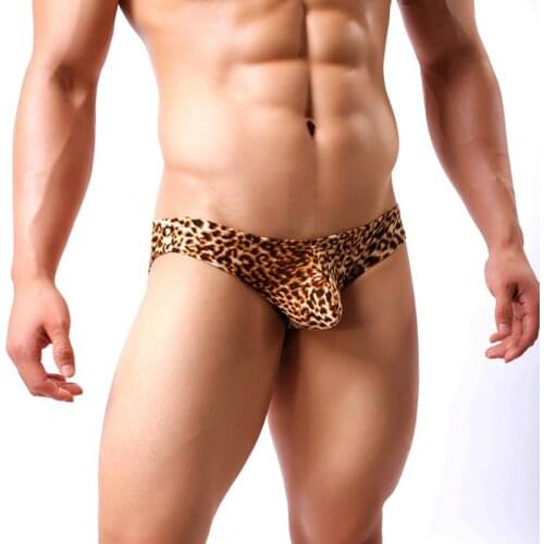 Leopard Print Mens Sexy Briefs Cool Underwear Male Comfy U Convex Bulge Pouch Man Underpants Shorts