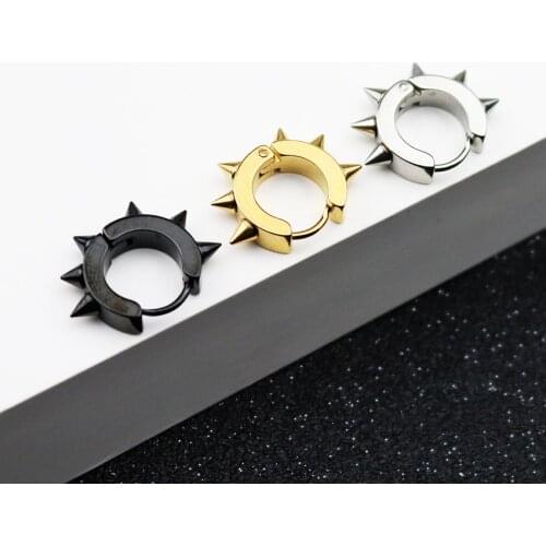 STENYA 1pair/lot Stud Earrings Styles Rock Punk Gothic Style Women Mens Stainless Steel Taper Hoop Spike Party Jewelry
