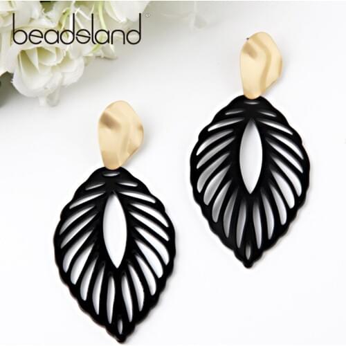 Beadsland Acetic Acrylic Drop Earrings Hollow Leaf Design Fashion Office/career Woman Girl Party Festival Hot Sell Gift 40478