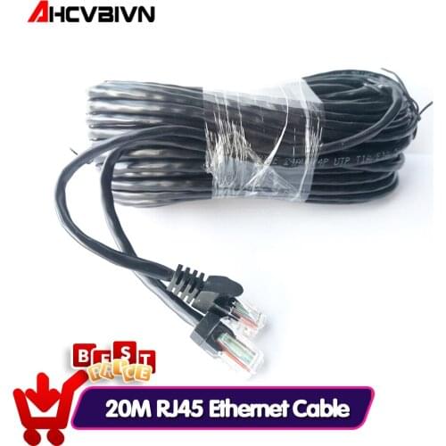 AHCVBIVN 20M 65ft cat5 Ethernet Network Cable RJ45 Patch Outdoor Waterproof LAN Cable Wires For CCTV POE IP Camera System