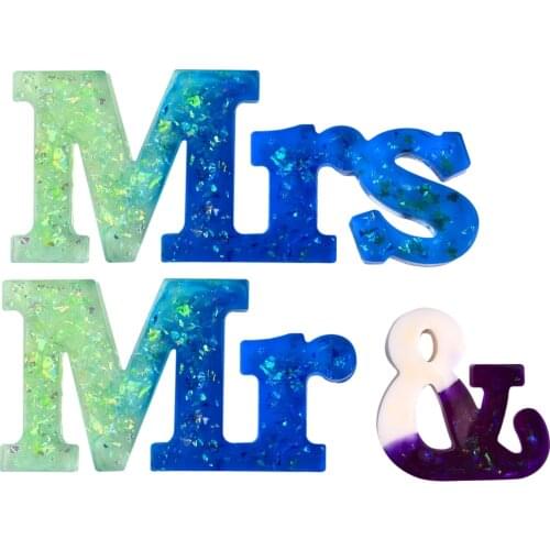 3pcs/Set Resin Mold Alphabet Mr & Mrs Letter Silicone Moulds Jewelry Making Kits For DIY Resin Epoxy Crafts Casting Mold