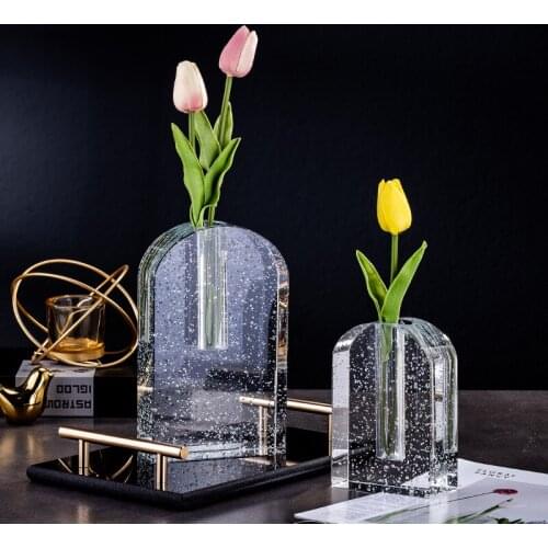 Nordic Crystal Glass Vase Creative Luxury Transparent Bubbles Hydroponic Systems Flower Pot Home Decoration Accessories