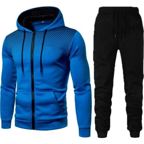 Conjunto para hombre de chándal de dos piezas, ropa deportiva con cremallera, sudadera + Pantalones, chándal informal