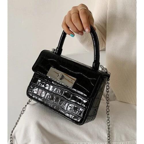 Crocodile Pattern Mini Tote Bag 2021 Trendy New High-quality PU Leather Womens Designer Handbag Chain Shoulder Messenger Bag