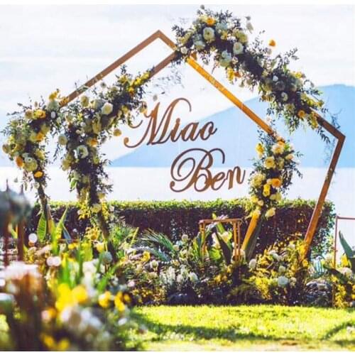 Wrought Iron Pentagon Arch Shelf Wedding Stage Background Decoration Geometric Flower Door Decoration Flower Stand Wedding Prop