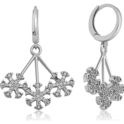 Tevuli 925 Sterling Silver Three Snowflake Earrings