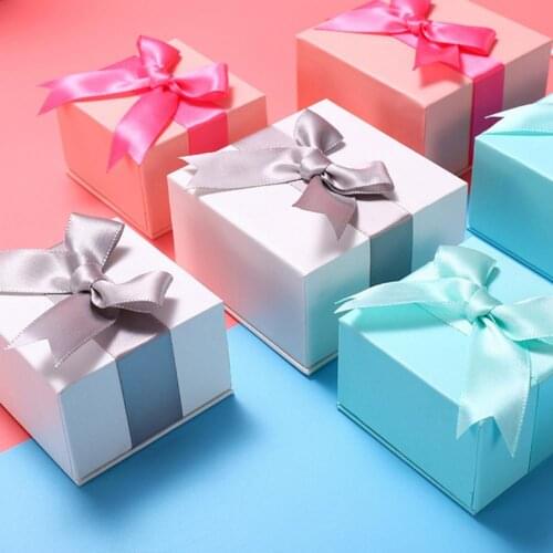 Wrapping Box Bow Tie Packing Box Square Earrings Necklace Jewelry Gift Box for Women