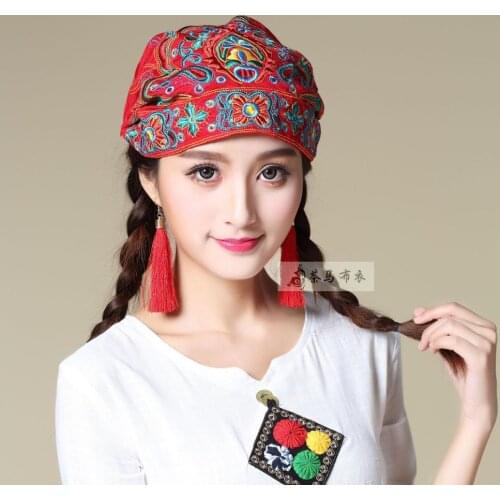 Cheshanf vintage Ethnic Skullies Beanies for Women Autumn Winter Mexico Style Original Designer Embroidery Hat Beanies
