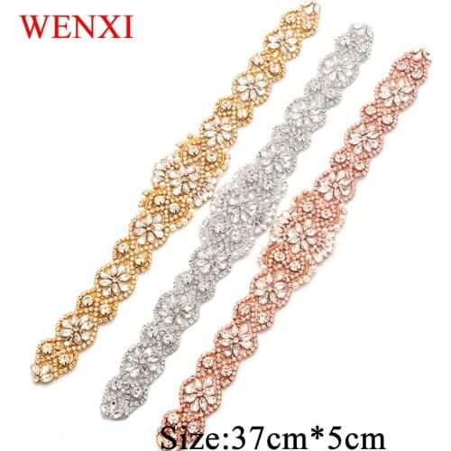 WENXI 5pcs Wholesale Bridal Rhinestones Appliques Banding Sewing On For Wedding Dress Belt DIY Bridal Sash WX835