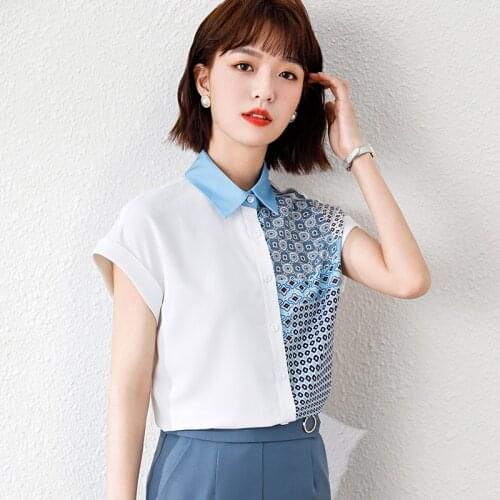 Womens Shirt Tops Printed Short Sleeve Blouses Summer Lapel Shirts Fashion Woman Blouse Blusas Plus Size