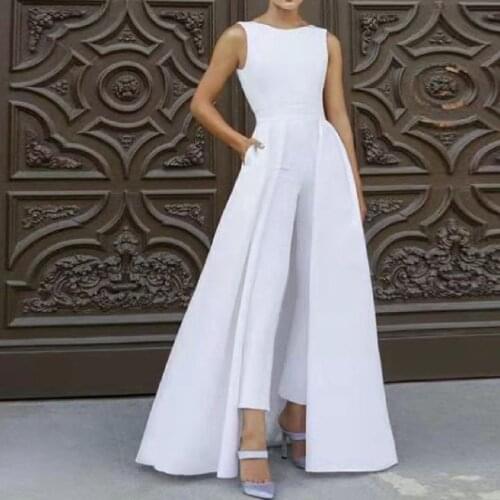 VITRCHP 2021 Ladies Jumpsuit Summer New Arrival Casual Brand Fashion Sleeveless Round Neck Elegant Maxi Party Wide Leg Pants