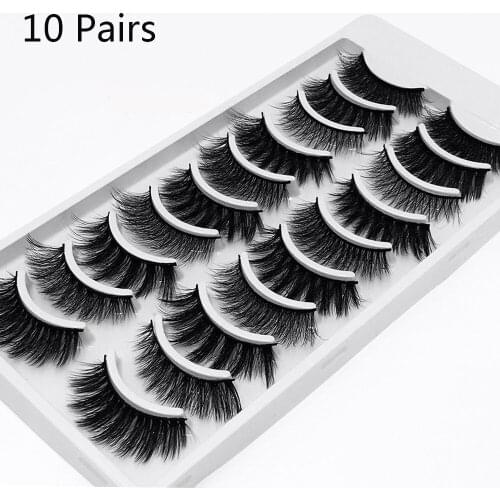 10Pairs 3D Mink Hair False Eyelashes Eye Makeup Tools Natural Wispies Criss-cross Eyelashes Extension Handmade Soft Eyelashes