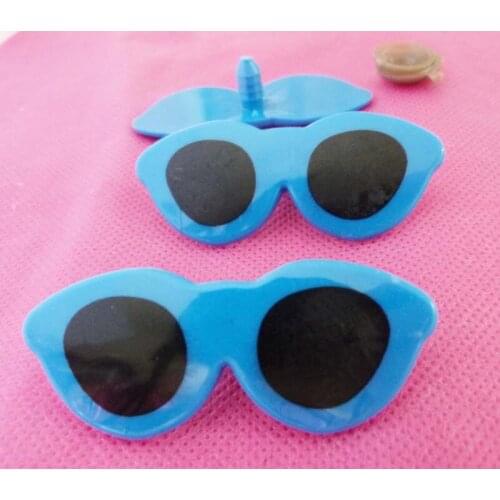 100pcs/lot---55*23mm safety blue plastic toy glasses with washer for doll accessories-quality is not good