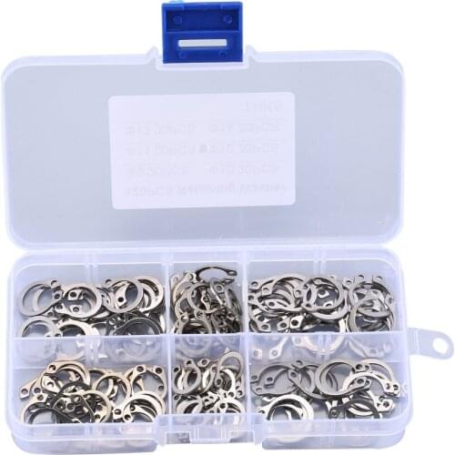 120PCS/Lot 304 Stainless Steel C Clip Washer Elastic External Circlip Snap Retaining Ring Clamp Spring Lock Washer Kits