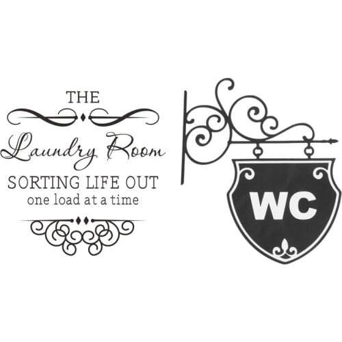 2 Pcs Creative Black Wall Sticker Toilet Bathroom Restroom Wc Sticker for Home Decoration, 20 X 25cm & 45 X 45cm