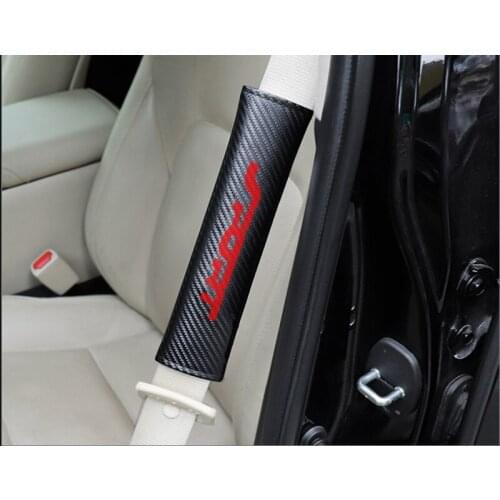 2pcs PU Material Carbon Fiber Texture Fashion Car Seat Belt Cover Car Seat Belt Shoulder Pads Sport Racing for All Car