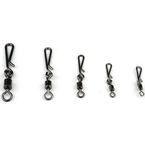 20PCS Pike Fishing Accessories Connector Pin Bearing Rolling Swivel Stainless Steel Snap Fishhook Lure Swivels Tackle