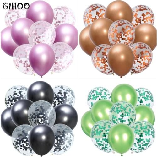 20pcs 12 inch new color metallic latex balloon black pink chrome light green confetti for birthday wedding party decor