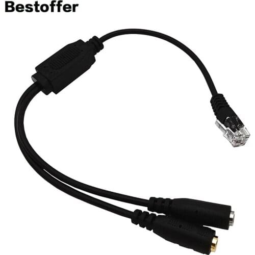 30cm DC 2*3.5mm to RJ9 Crystal Head Female to Male Headphone Converter Data Cable For PC Headset to Phones