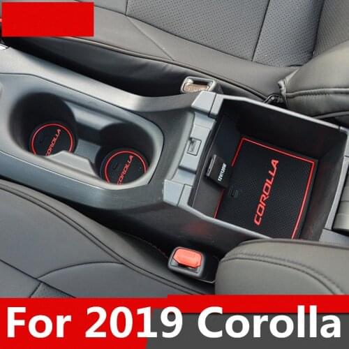 For 2019 Toyota Corolla Door Slot Pad Mat 3D Rubber Mat Interior Cup Cushion Groove Mat Lnterior Anti Slip Car Styling