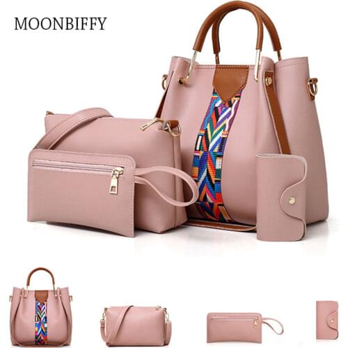 4 Pcs/set Women Handbag Messenger Bags For Ladies Fashion Shoulder Bag Lady PU Leather Casual Female Shopper Tote Sac Femme