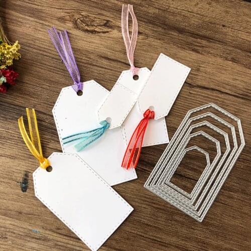 5Pcs Tag Bookmark Card Metal Cutting Dies Decorative Scrapbooking Steel Craft Die Cut Embossing Paper Cards Photo Stencils Dies