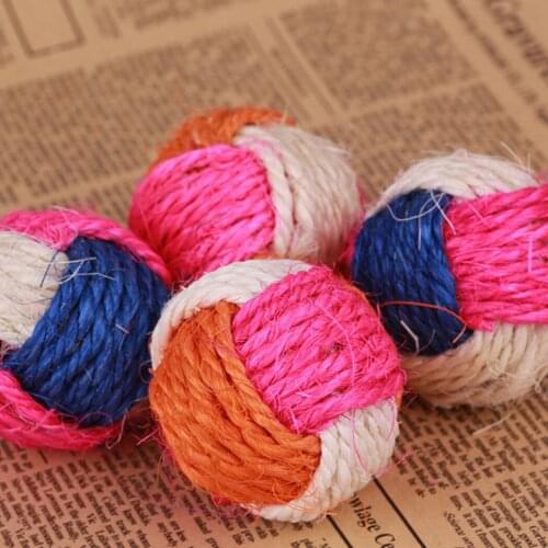 6PCS Random Color Cat Sisal Ball Toy Colorful Interactive Toy Novelty Cat Play Ball Cat Chewing Ball Cat Training Toys Legendog
