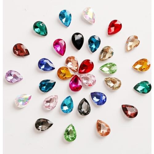 7Sizes 5-50pcs Multicolor Tear Drop Hot Fix Rhinestone Crystal Glass Stones For DIY Nail Art Clothing Wedding Decoration