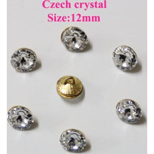Free Shipping Wholesale 20pcs/lot 12mm Czech Rivoli Rhinestone Button Decorative Sofa Button Scrapbooking Button LSCZ001