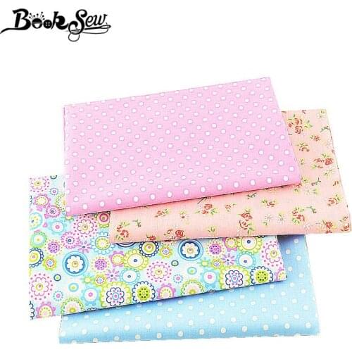 Booksew 100% Cotton Twill Fabric Dye Printed Floral Patchwork Sewing Tela 4 PCS/lot Textile 40cmx50cm Tissu DIY Crafts Tecido