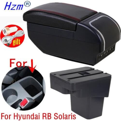Center Centre Console Storage Box For Hyundai Accent RB Solaris 2011-2016 Double layer ashtray USB Charging armrest box