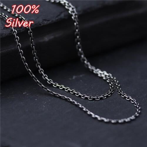 Classic Basic Chain 925 Sterling Silver Retro Cross Chain Thai Silver Jewelry For Men and Women Necklace Long Clavicle Chain