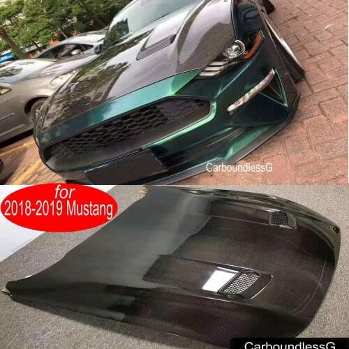For Ford Mustang Carbon Fiber Bonnet Decorative Auto Car Front Bumper Hood Engine Cover for mustang 2018-2019years bodykit hood