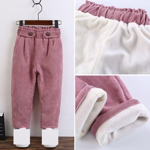Children Pants Winter Thick Warm Fleece Corduroy Toddler Kids Trousers Clothes for Baby Girls Pants