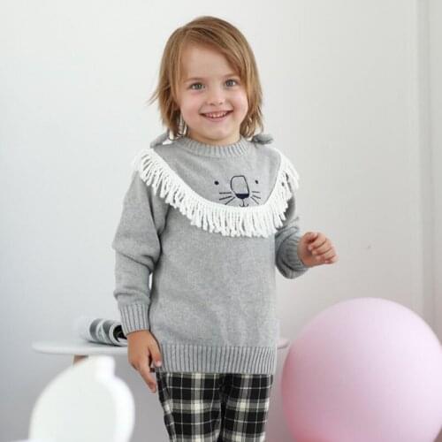 Autumn Winter Kids Boys Girls Long Sleeve Cartoon Lion Sweater Children Clothing Baby Kids Boys Girls Pullover Sweaters