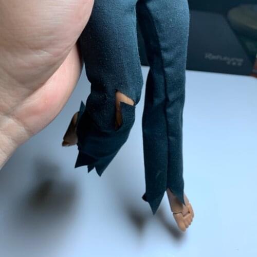 1/6 Scale War Damage Long Pants Trousers For 12" Action Figure Male Body Model Toys Men Blue Hole Pants