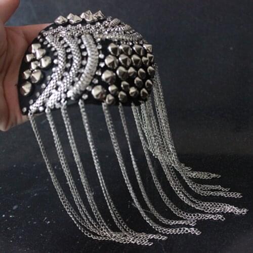 2 Color Handmade Epaulette Jewelery Metal Tassel Shoulder Brooch Epaulet Epaulettes Spikes Escapulario Blazer Accessories Pin