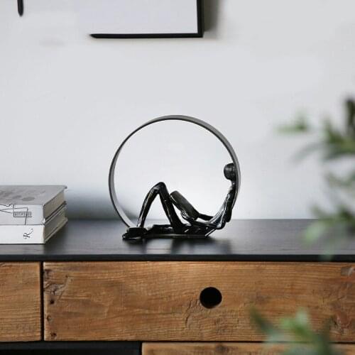Modern Abstract Figures Lying On Circular Frame And Read Book Figurines Crafts Desktop Ornaments For Office House Layout Gifts