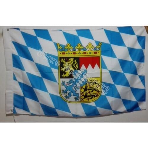 Germany Bavaria with Coat of Arms Flag hot sell good 3X5FT 150X90CM Banner brass metal holes Custom Flag
