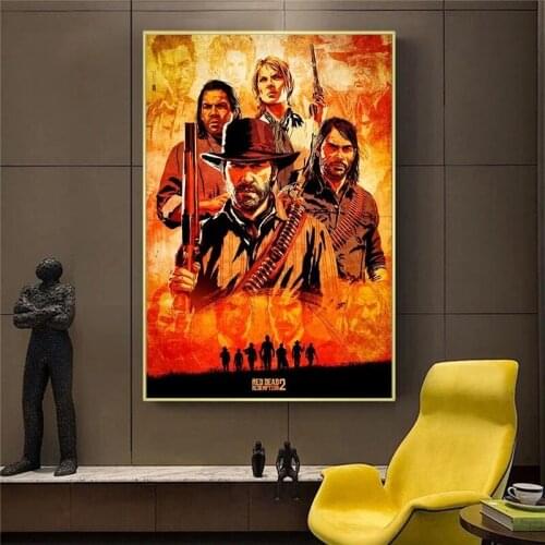 Red Dead Redemption 2 Game Canvas and Posters Wall Art Print Painting Wallpaper Decorative Wall Picture for Living Room Cuadros