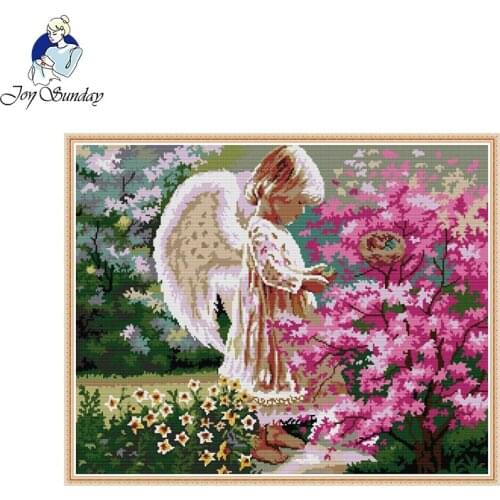Joy Sunday Pattern Angel and maple leaf DMC 11CT14CT Cross Stitch Handmade DIY Embroidery Needlework Kit For Gift and Home Decor