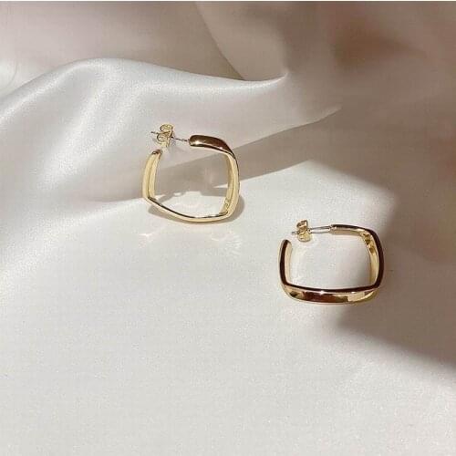 Korean Simple Metallic Hollow Out Square Drop Earrings For Women Etrendy New Jewelry Temperament Earings Wholesale