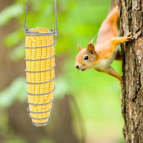 Squirrel Feeder Garden Wild Bird Feeder Hook Hanging Seed Small Pet Feeding Tools Practical Stainless Steel Bird Food Feeder