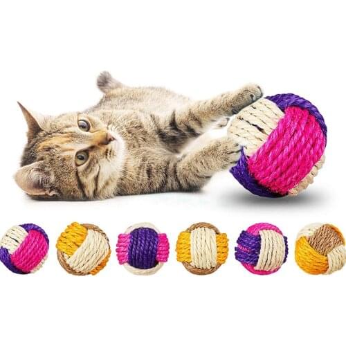 Cat Chewing Ball Toy Funny Interactive Dog Toys Play Rattle Scratch Catch Pet Cats Exercise Toy 10PCS/Pack Sisal Balls