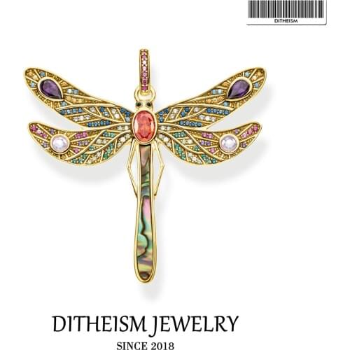 Golden Dragonfly Pendant, 2020 Spring Brand New Fashion Jewelry 925 Sterling Silver Bohemia Gift For Women Girls Fit Necklace