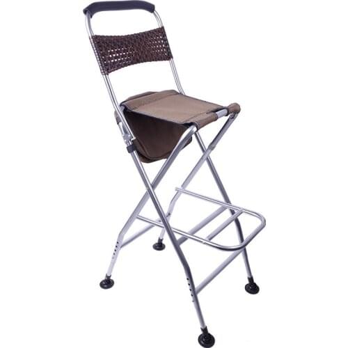 Lightweight travel stainless steel high-foot bridge fishing chair Folding portable multi-function Taiwan fishing fishing chair