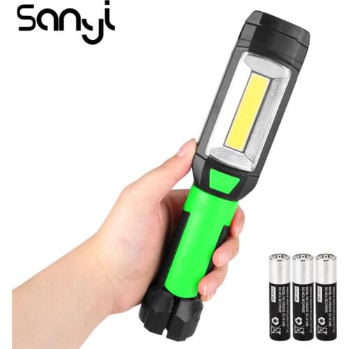 SANYI 3800LM Magnetic Portable Lantern Power by 3*AAA Battery Flashlight Torch LED COB Hanging Working Light