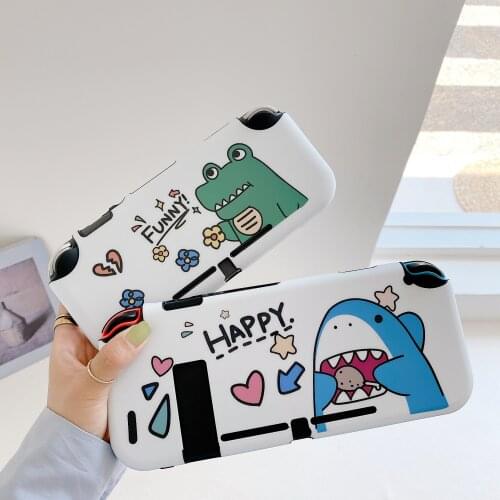Cute Cartoon Happy Little Shark Funny Crocodile Handheld Game Console Protective Case For Nintendo Switch And Lite Cover